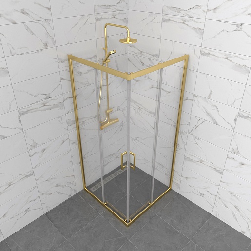 Triton Душевой уголок Фикс-Голд 90x90 стекло прозрачное профиль золото – картинка-5