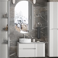 Brevita Мебель для ванной Pallisandro 80 L подвесная серая матовая