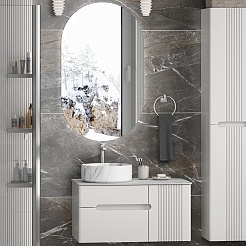 Brevita Мебель для ванной Pallisandro 80 L подвесная серая матовая – фотография-1