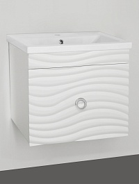 Style Line Тумба с раковиной Вероника 60 Люкс (Como) подвесная белая – фотография-2