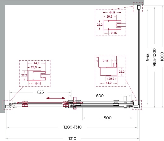 BelBagno Душевой уголок Marino MARINO-2-AH-1-130/100-C-GM 130x100 профиль оружейная сталь стекло прозрачное – фотография-10