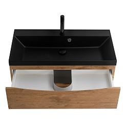 BelBagno Тумба с раковиной Marino 80 подвесная Rovere Nature с раковиной 80/45 AST-NERO – фотография-4