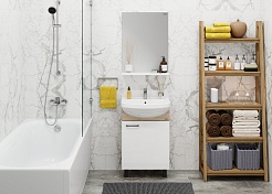 Onika Тумба под раковину Эко 52.10 Black белая/дуб сонома – фотография-2