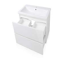 Style Line Тумба с раковиной Даймонд 60 Люкс белая, PLUS подвесная – фотография-4