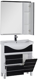 Aquanet Мебель для ванной "Доминика 80" черная, с корзиной  (172412) – фотография-3