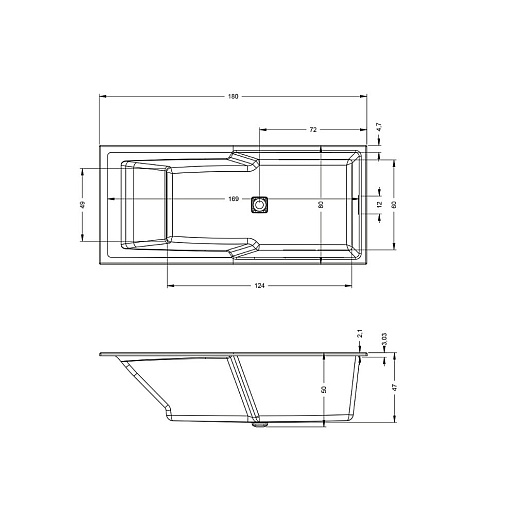 Riho Акриловая ванна STILL SHOWER 180x80 – картинка-3