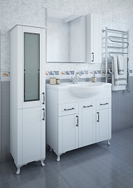 Sanflor Зеркальный шкаф Глория 85 R белый матовый – фотография-2