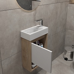 Teymi Тумба с раковиной Nura 37 R подвесная дуб/белый – фотография-5