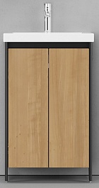 Velvex Тумба с раковиной Klaufs 50 напольная черная/дерево – фотография-1