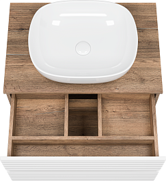 Brevita Тумба с раковиной Dakota 70 подвесная дуб галифакс олово/белая – фотография-5