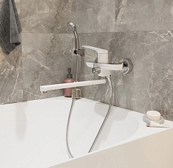 Mixline Смеситель для ванны и раковины 35k ML41-02 "Swan White" белый/хром – фотография-4