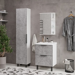 Volna Шкаф пенал Twing 40 белый/бетон – фотография-4