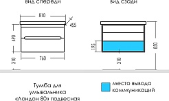 СанТа Тумба с раковиной Лондон 80 подвесная 2 ящика белая – фотография-5