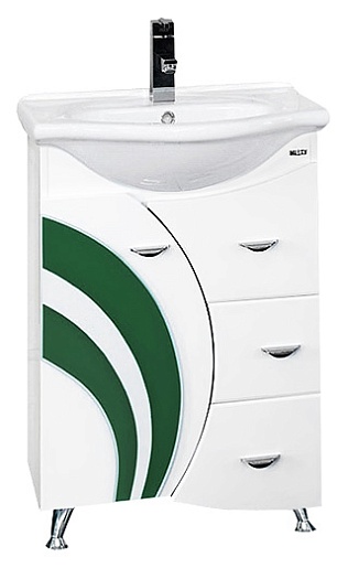 Misty Тумба с раковиной Каролина 60 3 ящика L зеленое стекло – фото-1