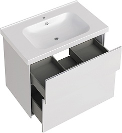ASB-Woodline Тумба с раковиной Гранада 80 подвесная белая матовая – фотография-5