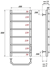 Point Полотенцесушитель электрический П6 400x800 PN06848 хром – фотография-3