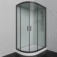 Frank Душевая кабина F412R M black без крыши профиль черный стекло матовое – фотография-1