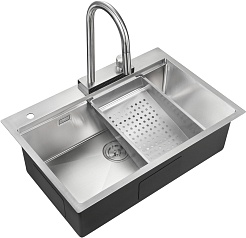 Milacio Мойка кухонная Denia 75 Steel со смесителем нержавеющая сталь – фотография-1