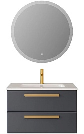 BelBagno Мебель для ванной Eco Cer-N 80 CZR-8095-80 grafito ручки сатиновое золото – фотография-1