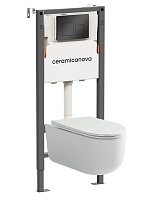 Ceramicanova Подвесной унитаз Ulma Rimless с системой инсталляции Balance кнопка Square черный матовый