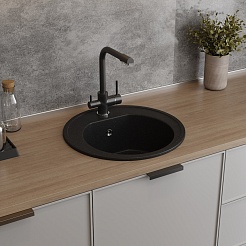 Teymi Мойка кухонная Lina D51 черная матовая – фотография-8