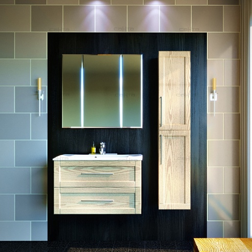 СанТа Тумба для умывальника Венера 80 бежевый дуб – фотография-2