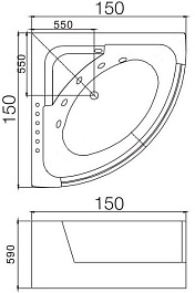 WeltWasser Акриловая ванна WW HB Constance 150 BL с гидромассажем – фотография-3