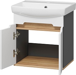 Misty Тумба с раковиной Сканди 50 подвесная белая/дуб крафт золотой/антрацит – фотография-6