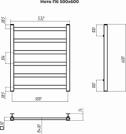 Terminus Полотенцесушитель водяной Ното П6 500x600 хром – фотография-3