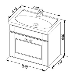 Aquanet Тумба с раковиной "Рондо 70" белый (1 ящик) – фотография-8