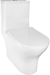 Azario Унитаз-моноблок Terni AZ-8618T безободковый с бачком с сиденьем микролифт белый – фотография-1