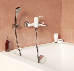 Mixline Смеситель для ванны и раковины 35k ML41-01 "Swan White" белый/хром – фотография-4