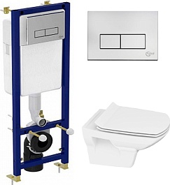 Cersanit Комплект: инсталляция W3710AA 4 в 1 + унитаз Carina new clean on slim lift – фотография-1