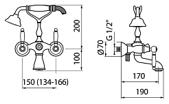 Webert Смеситель Alexandra AL720201017 хром/золото, для ванны с душем – фотография-2