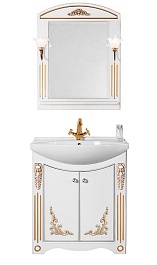 Водолей Тумба с раковиной "Кармен 75" 2 двери, белая/золото – фотография-3