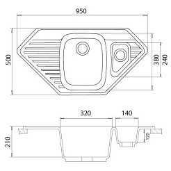 Granfest Мойка кухонная Corner GF-C950E Зеленый угловая – фотография-3