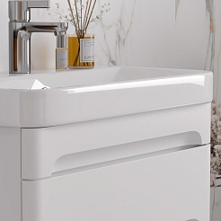 Equil Тумба с раковиной Nice 60 2 ящика подвесная белая – фотография-10