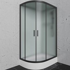Frank Душевая кабина F412/1R M Black без крыши профиль черный стекло матовое – фотография-1