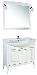 ASB-Woodline Мебель для ванной Модена 85 белая, массив ясеня – фотография-1