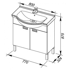 Aquanet Тумба с раковиной "Адель 80" черная – фотография-8