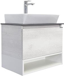 Comforty Тумба с раковиной Прага 60 подвесная дуб белый – фотография-1