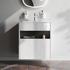 Am.Pm Тумба с раковиной Func 60 подвесная белая глянцевая – фотография-2