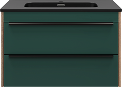 Brevita Тумба с раковиной Greenwood 80 подвесная зеленая матовая/дуб галифакс олово – фотография-1