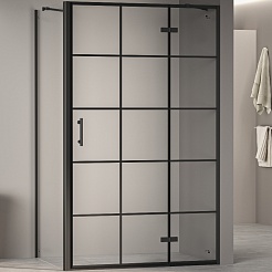 RGW Душевой уголок Passage PA-77B R (PA-07B R + Z-050-2B + держатель O-204B) 120x70 R профиль черный стекло прозрачное с рисунком – фотография-1