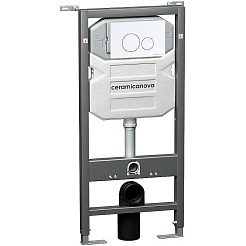 Ceramicanova Подвесной унитаз Forma Rimless с шумоизоляционной панелью CN1000 с системой инсталляции Envision кнопка Round белая – фотография-3