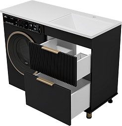 Brevita Тумба под раковину Enfida 60 под стиральную машину черная – фотография-8