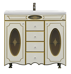 Misty Тумба с раковиной Монако 90 бежевая патина – фотография-1