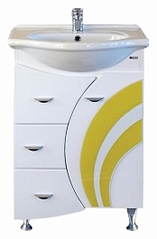 Misty Тумба для умывальника Каролина 60 3 ящика R желтое стекло – фотография-1