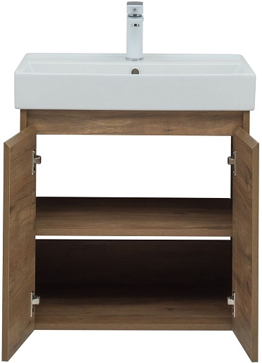 Aquanet Тумба с раковиной Nova Lite 60 2 дверцы подвесная дуб рустикальный – фотография-10