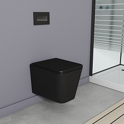 Owl 1975 Унитаз безободковый Vatter Ruta-H Matt Black с сиденьем DP микролифт – фотография-7